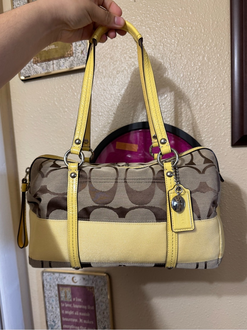 Coach Stripe Zip Satchel